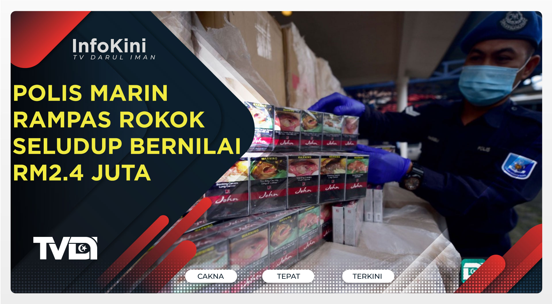 Polis Marin Rampas Rokok Seludup Bernilai RM2.4 Juta