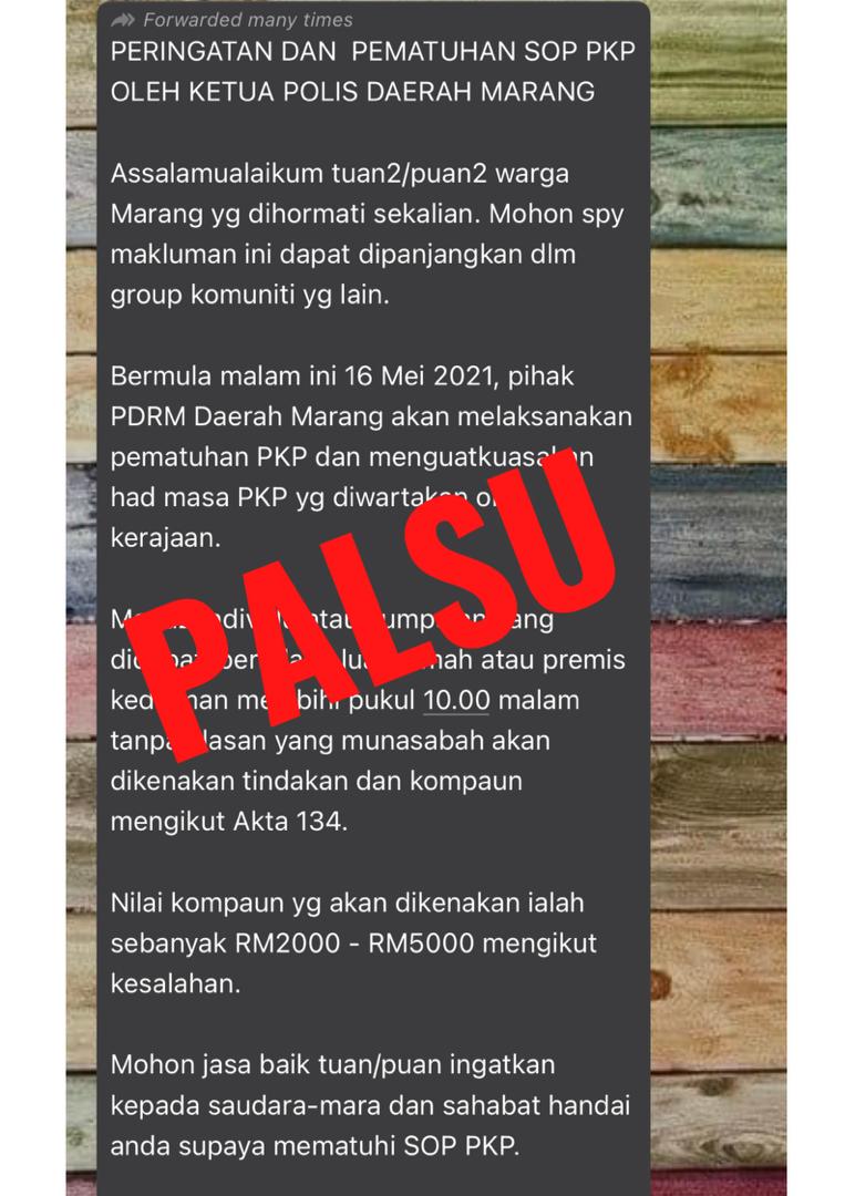 Nafi Kuat Kuasa Had masa Keluar Rumah