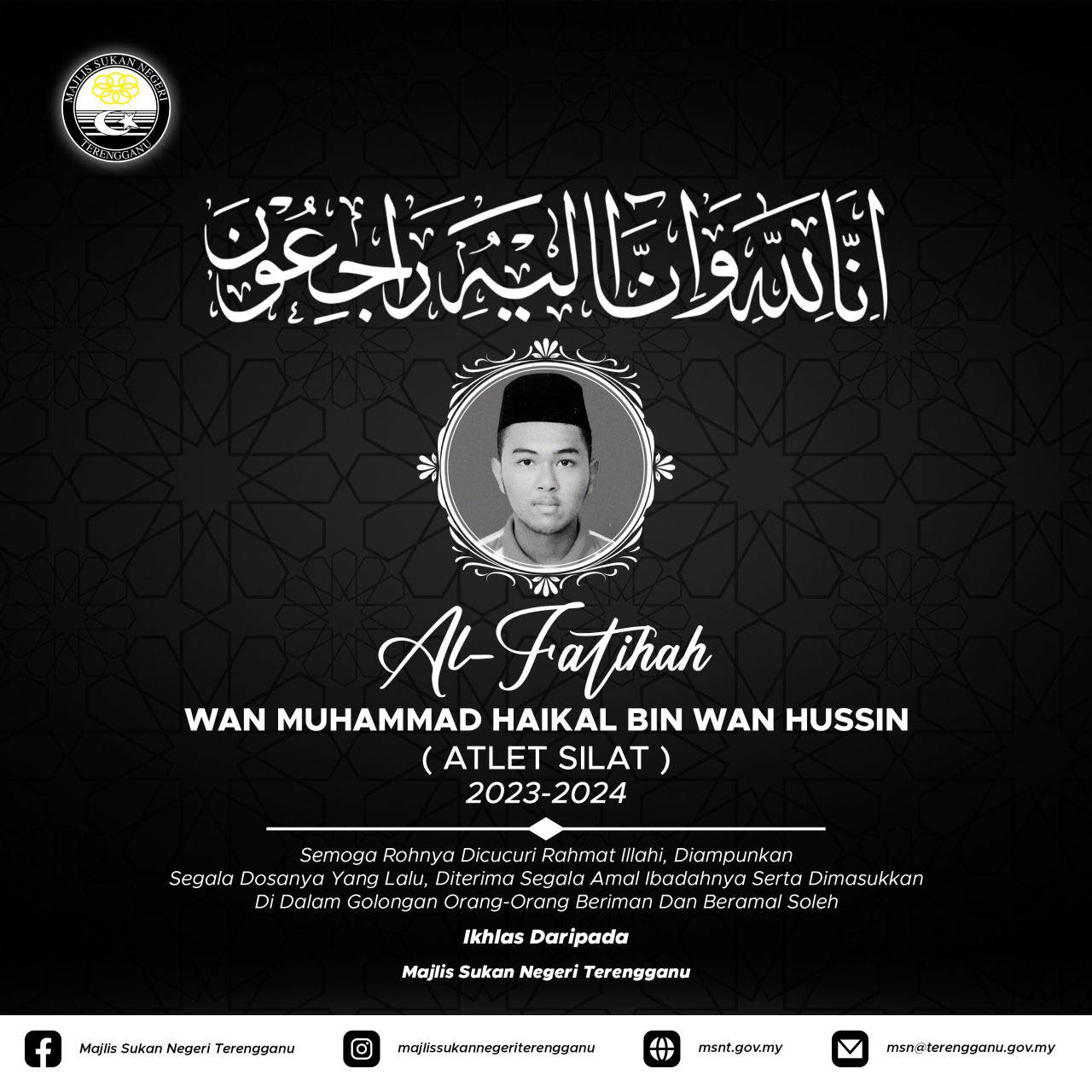 Pesilat SUKMA Terengganu Meninggal Dunia