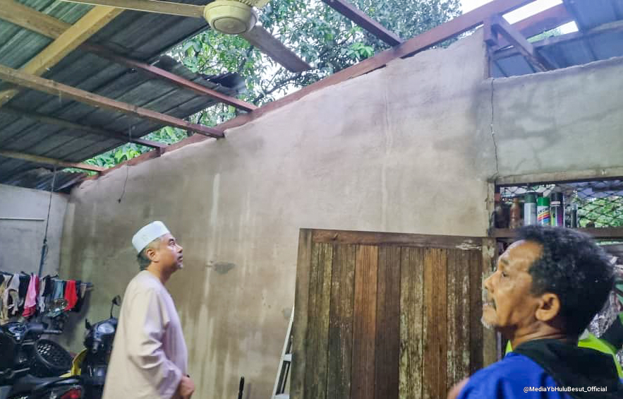 15 Rumah Rosak di Hulu Besut Dipukul Ribut Dapat Perhatian Segera