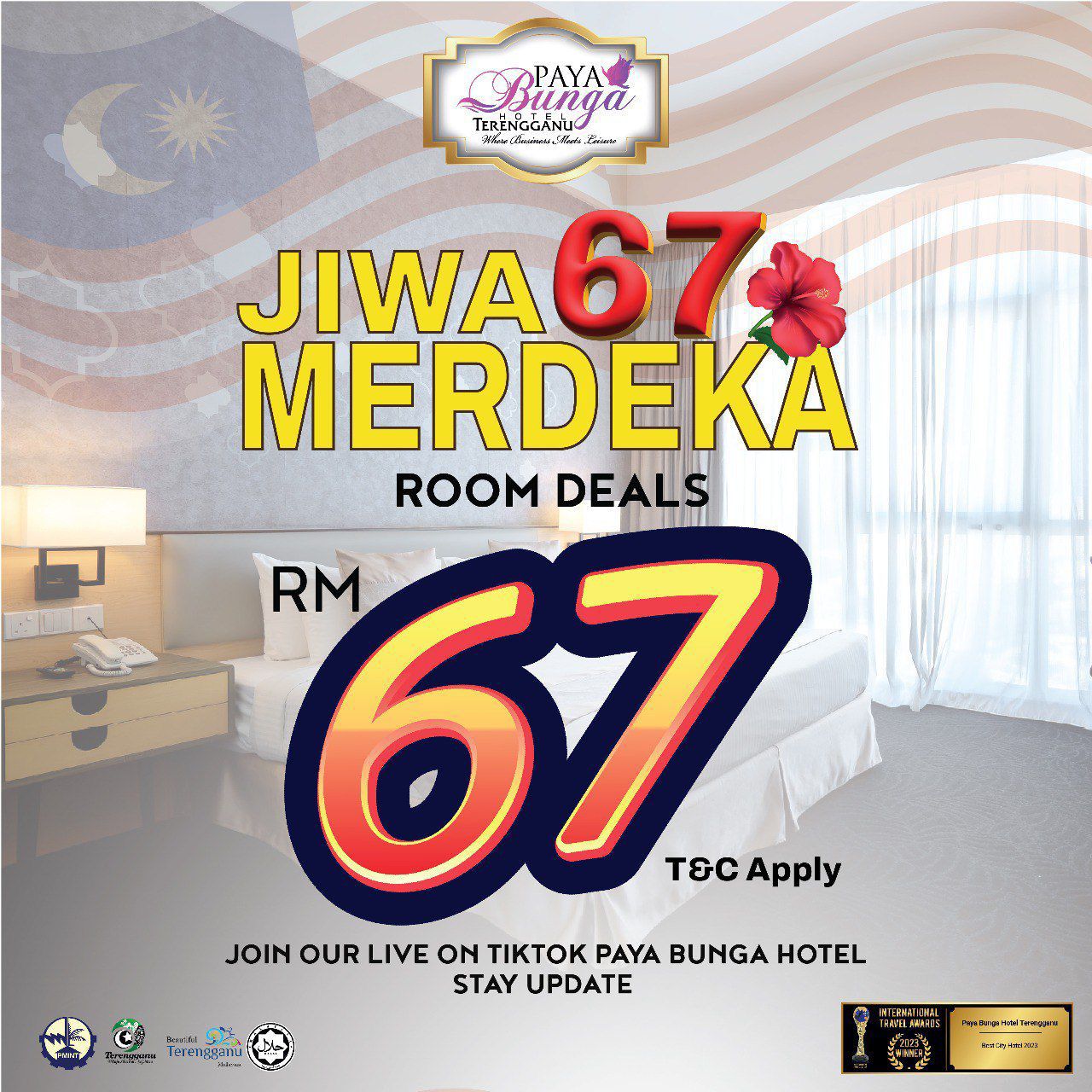 PB Hotel Tawar Bilik Penginapan Serendah  RM67 Sempena Merdeka