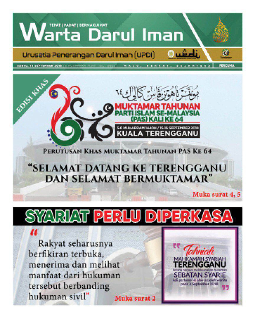 WDI 15 SEP 2018 (Akhbar-Muktamar Tahunan PAS)