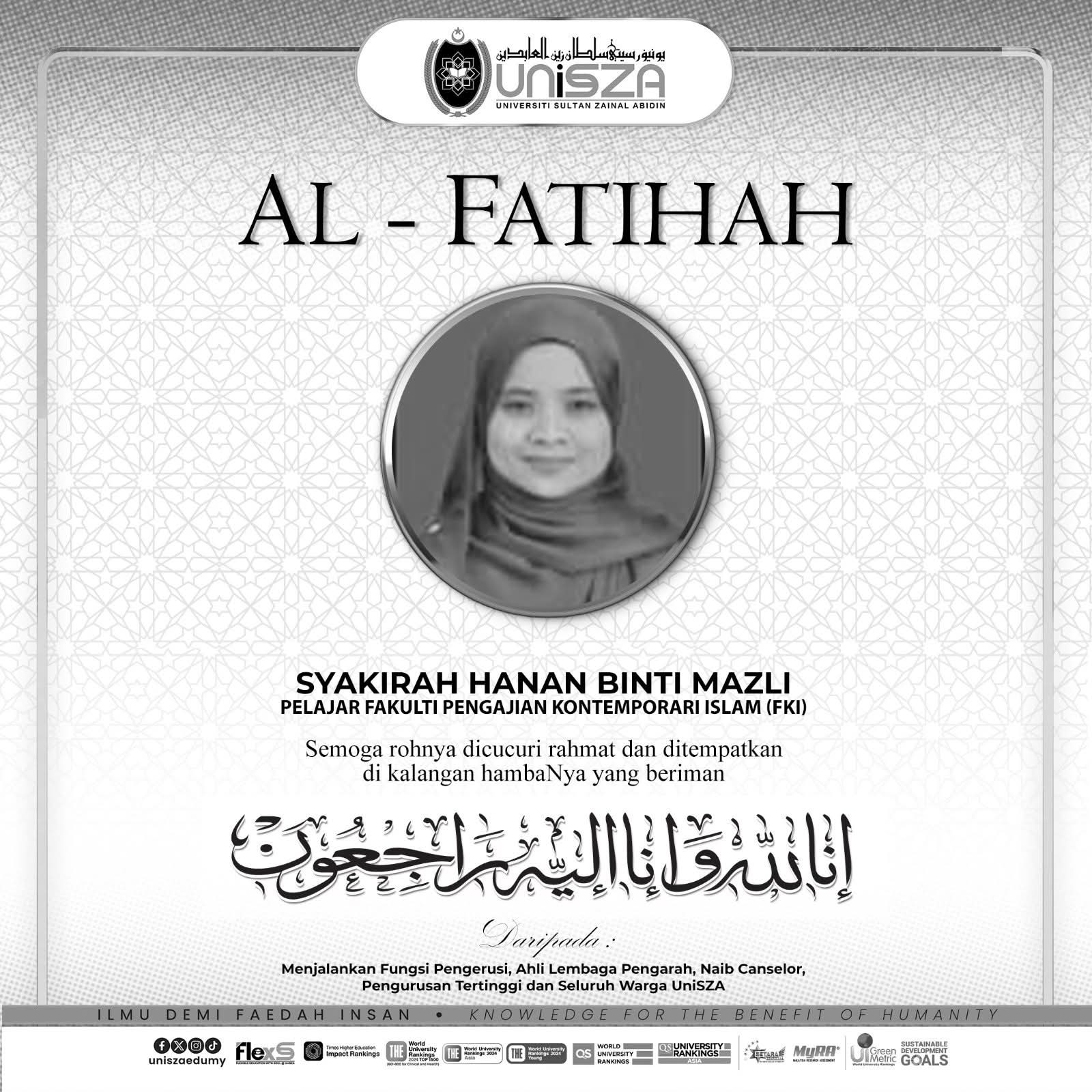 UniSZA Ambil Langkah Segera Salur Bantuan Kepada Waris Pelajar Maut Dalam Kemalangan