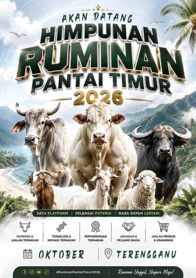 Terengganu Bakal Jadi Tuan Rumah 'Himpunan Ruminan Pantai Timur 2026' Oktober Ini