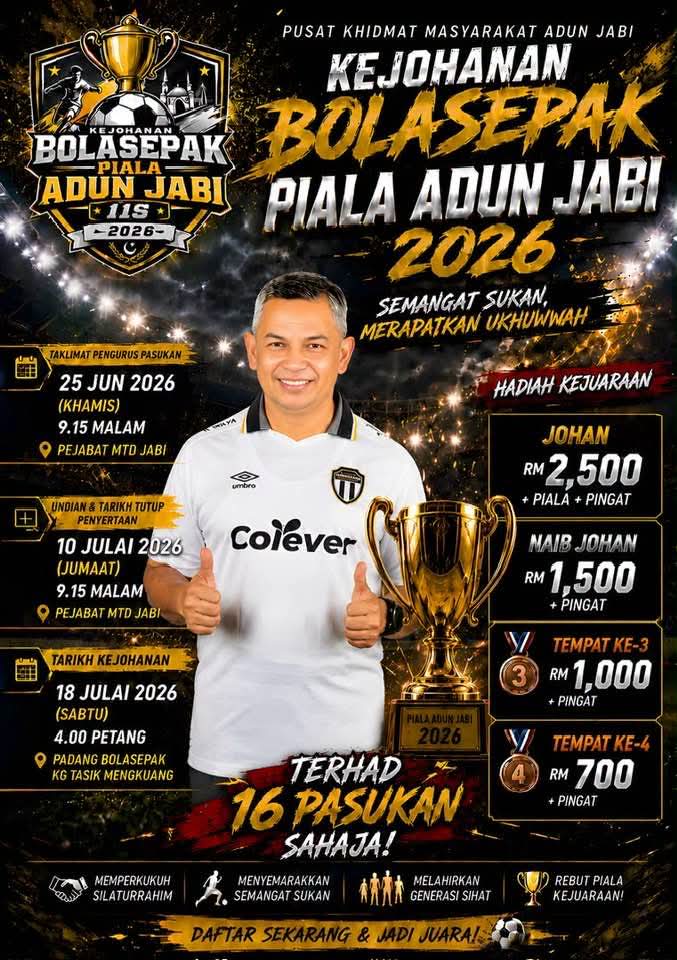 Piala ADUN Jabi 2026: Kejohanan Bola Sepak Paling Berprestij Di Jabi Kembali Menemui Peminat