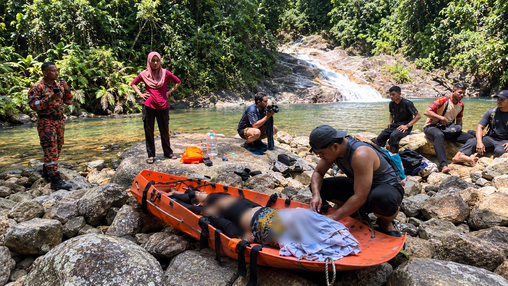 Penolong Pegawai Perubatan Lemas di Air Terjun Chemerong