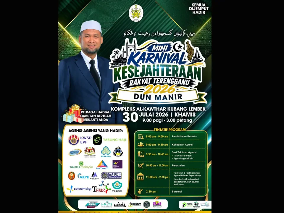 Mini Karnival Kesejahteraan Rakyat Terengganu DUN Manir Bakal Himpunkan Pelbagai Agensi